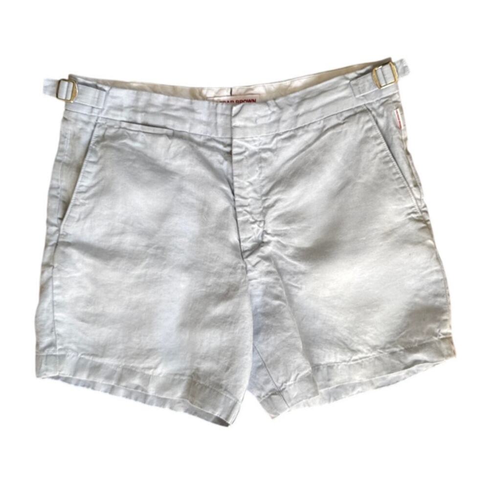 Orlebar Brown Linen Shorts in Ice Blue Size 30